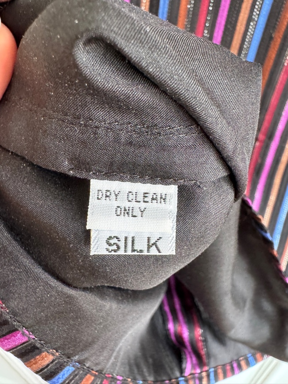 Vintage Christian A Silk Striped Long-Sleeve Women’s Blouse in Multicolor - Picture 3 of 5